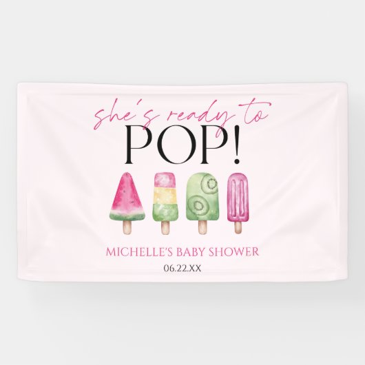 Ze is klaar om te Poppen! Popsicle Baby shower Spandoek (Horizontaal)