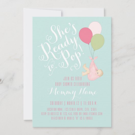 Ze is klaar om te Poppen! Shower Invitation Kaart (Voorkant)