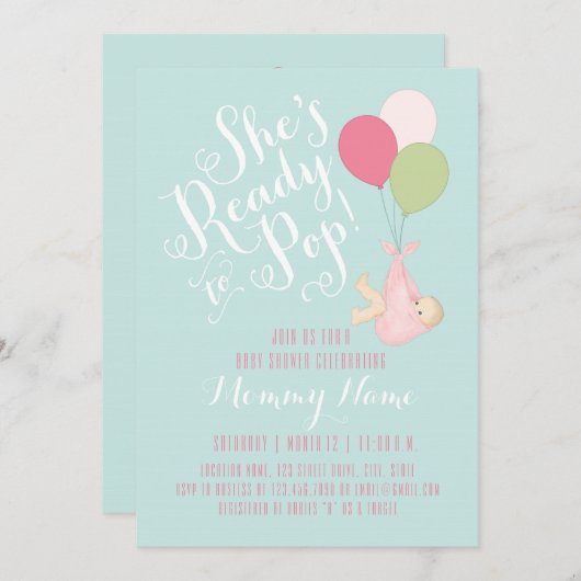 Ze is klaar om te Poppen! Shower Invitation Kaart (Voorkant / Achterkant)