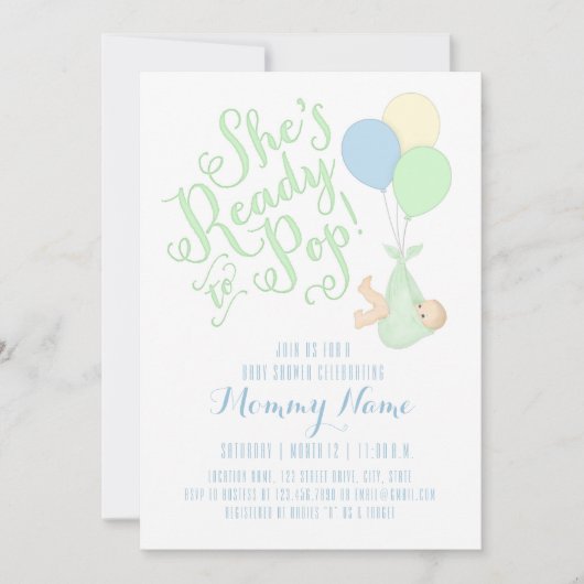 Ze is klaar om te Poppen! Shower Invitation Kaart (Voorkant)