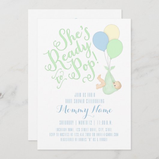 Ze is klaar om te Poppen! Shower Invitation Kaart (Voorkant / Achterkant)