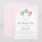 Ze is klaar voor de Pop Cake Baby shower Invitatio Kaart (Voorkant / Achterkant)