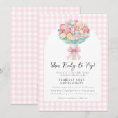 Ze is klaar voor de Pop Cake Baby shower Invitatio Kaart (Voorkant / Achterkant)