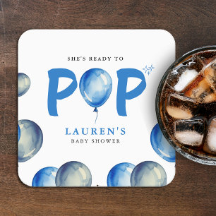 Ze is klaar voor de Pop van Balloons Blue Boy Baby Kartonnen Onderzetters