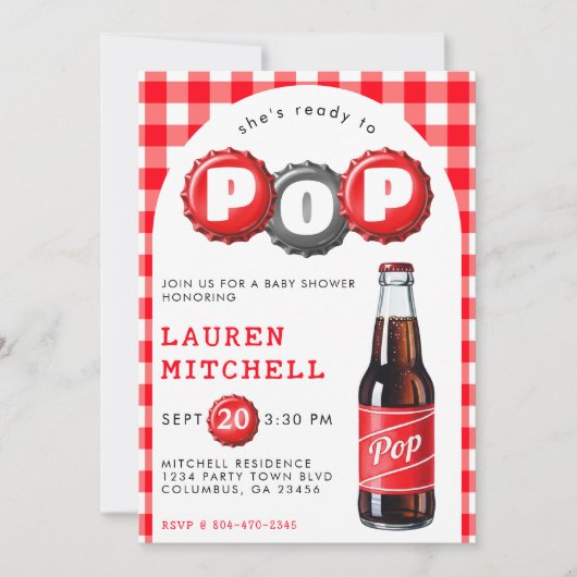 Ze is klaar voor de Pop van frisdrank geplakt rood Kaart (Voorkant)