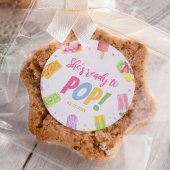 Ze is klaar voor de Pop van het Baby shower-uitnod Ronde Sticker