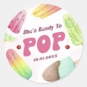 Ze is klaar voor de Pop van Popsicle Baby shower S Ronde Sticker (Voorkant)