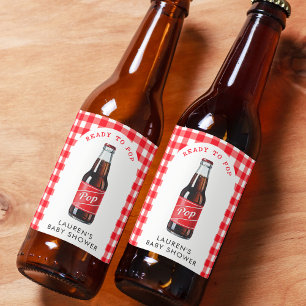 Ze is klaar voor de Pop van Soda Plaid Red Baby sh Bier Etiket