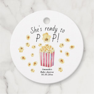 Ze is klaar voor de Pop van Waterverf Popcorn Baby Bedankjes Labels