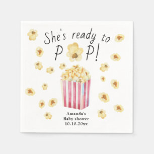 Ze is klaar voor de Pop van Waterverf Popcorn Baby Servet