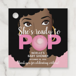 Ze is klaar voor Pop, Bubblegum Baby shower, Roze Bedankjes Labels