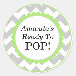Ze is klaar voor Pop, Chevron Print Baby shower Ronde Sticker