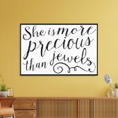 Ze is kostbaarder dan Jewels Black Border Canvas Afdruk (Insitu (Woonkamer))