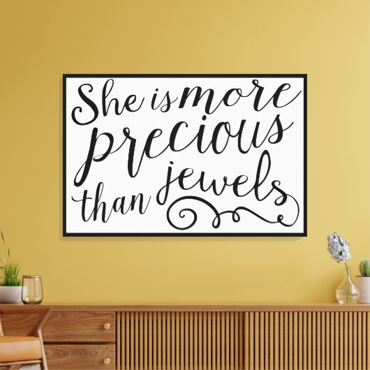 Ze is kostbaarder dan Jewels Black Border Canvas Afdruk (Insitu (Woonkamer))