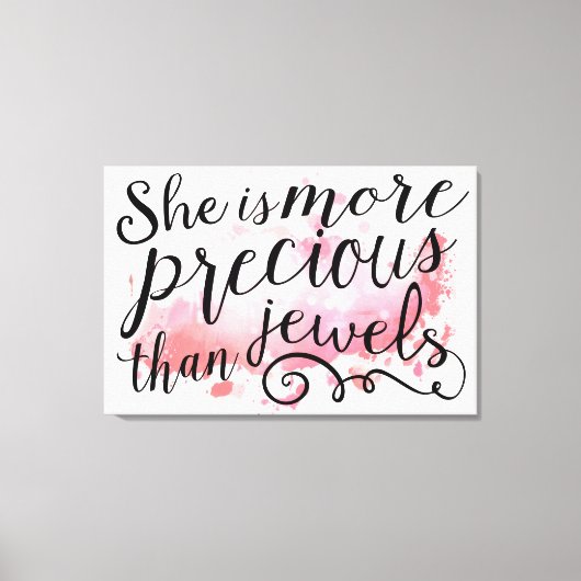 Ze is kostbaarder dan Jewels Pink Abstract Canvas Afdruk (Voorkant)