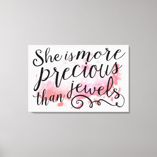 Ze is kostbaarder dan Jewels Pink Abstract Canvas Afdruk (Voorkant)
