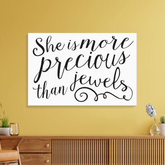 Ze is kostbaarder dan juwelen canvas afdruk (Insitu (Woonkamer))