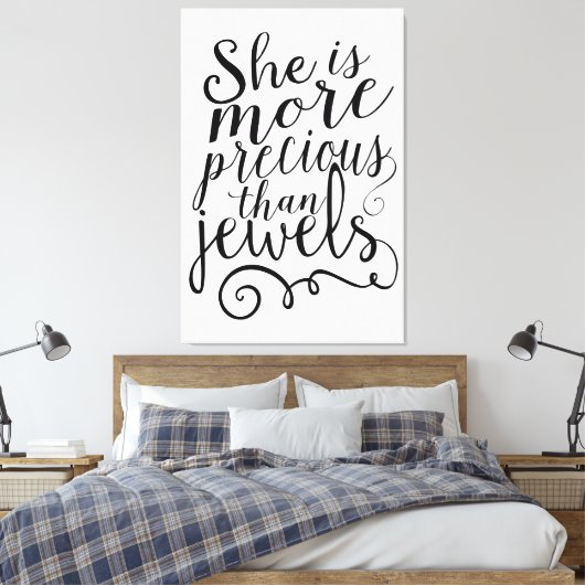 Ze is kostbaarder dan juwelen canvas afdruk (Insitu (Slaapkamer))