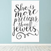 Ze is kostbaarder dan juwelen canvas afdruk (Insitu (Houten vloer))