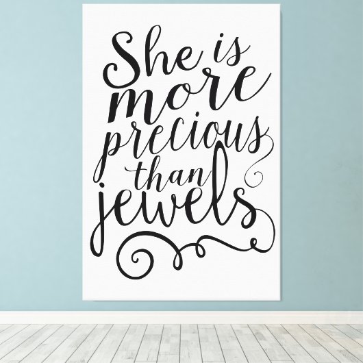 Ze is kostbaarder dan juwelen canvas afdruk (Insitu (Houten vloer))