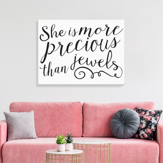 Ze is kostbaarder dan juwelen canvas afdruk (Insitu (Woonkamer))