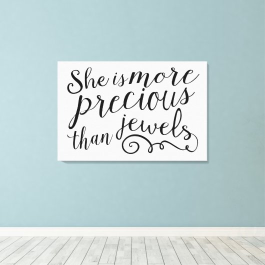 Ze is kostbaarder dan juwelen canvas afdruk (Insitu (Houten vloer))