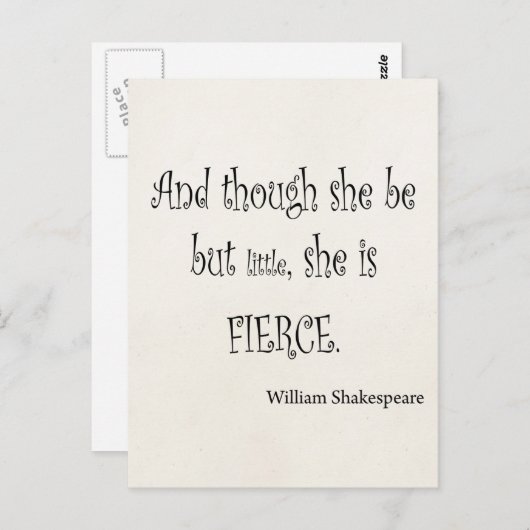 Ze is maar klein, ze is een fierce Shakespeare-cit Briefkaart (Voorkant / Achterkant)