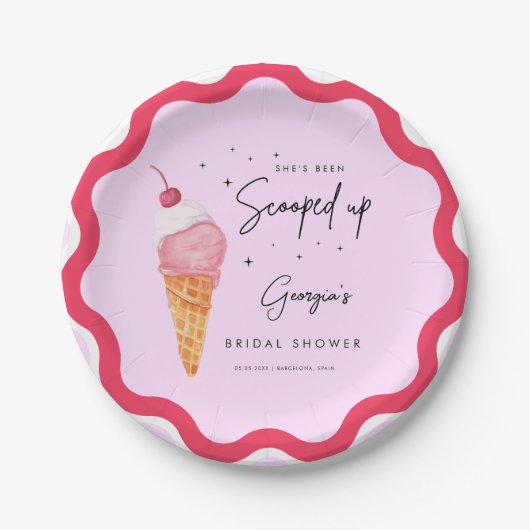 Ze is met roze rode Vrijgezellenfeest opgeslokt Papieren Bordje (Voorkant)