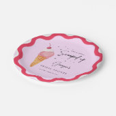 Ze is met roze rode Vrijgezellenfeest opgeslokt Papieren Bordje (Gekanteld)