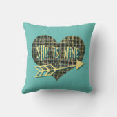 Ze is mijn Abstracte gele rastervorm Kussen (Achterkant)