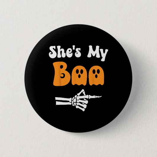 Ze is mijn boek dat Halloween pyjama koppels match Ronde Button 5,7 Cm (Voorkant)