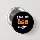 Ze is mijn boek dat Halloween pyjama koppels match Ronde Button 5,7 Cm (Voorkant /achterkant)