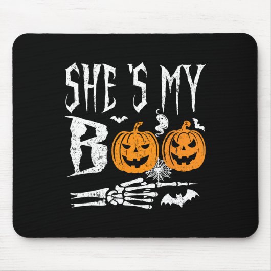 Ze is mijn boek Skeleton Hand Pumpkin Halloween Ma Muismat (Voorkant)