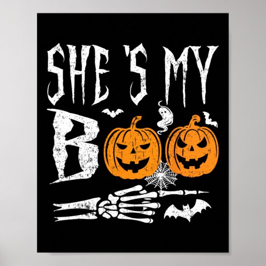 Ze is mijn boek Skeleton Hand Pumpkin Halloween Ma Poster (Voorkant)