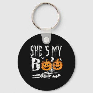 Ze is mijn boek Skeleton Hand Pumpkin Halloween Ma Sleutelhanger