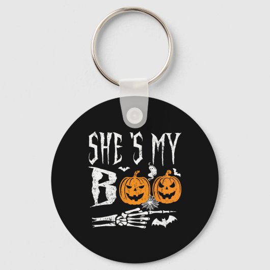 Ze is mijn boek Skeleton Hand Pumpkin Halloween Ma Sleutelhanger (Voorkant)