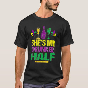 Ze is mijn Drunker Half Mardi Gras Matching Couple T-shirt