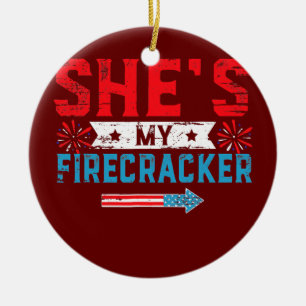Ze is mijn Firecracker van hem en van haar op 4 ju Keramisch Ornament