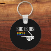 Ze is mijn grote skelet bijpassende paar Halloween Sleutelhanger (Voorkant)