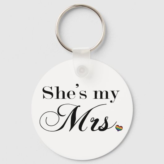Ze is mijn Mrs Lesbian Pride Typography w/Heart Sleutelhanger (Voorkant)