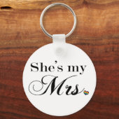 Ze is mijn Mrs Lesbian Pride Typography w/Heart Sleutelhanger (Voorkant)