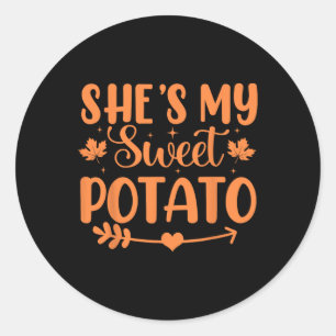 Ze is mijn Sweet Potato Autumn Thanksgiving koppel Ronde Sticker