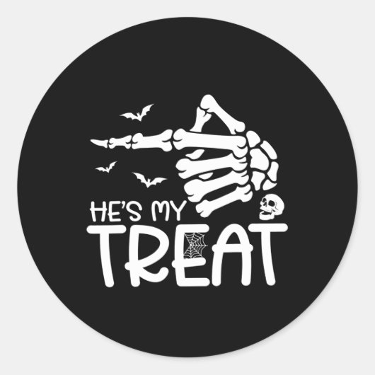 Ze is mijn Trick Halloween Skeleton Co. Ronde Sticker (Voorkant)