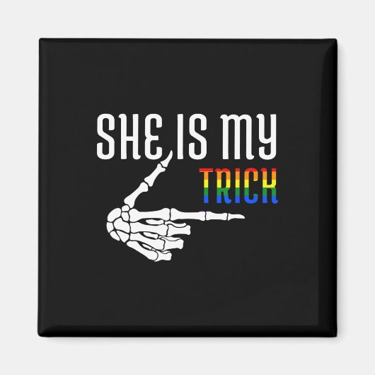 Ze is mijn truc Skeleton Matching paar Halloween Magneet (Voorkant)