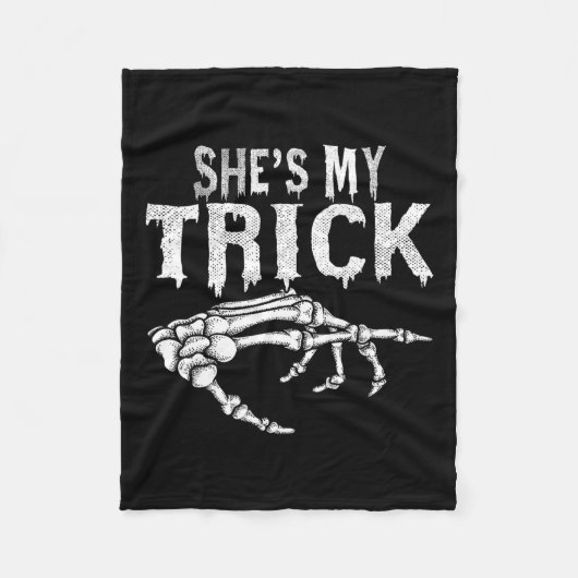 Ze is mijn truc Skeleton Paar Matching Halloween Fleece Deken (Voorkant)