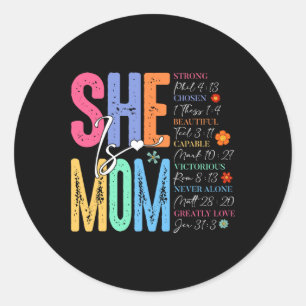 Ze is moeder Christelijk Moederdag Jesus Mama Reli Ronde Sticker