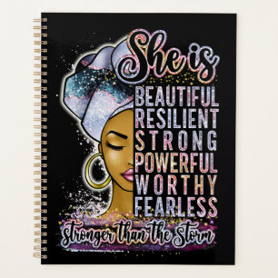 Ze is mooi veerkrachtig zwart vrouw melanine sis planner