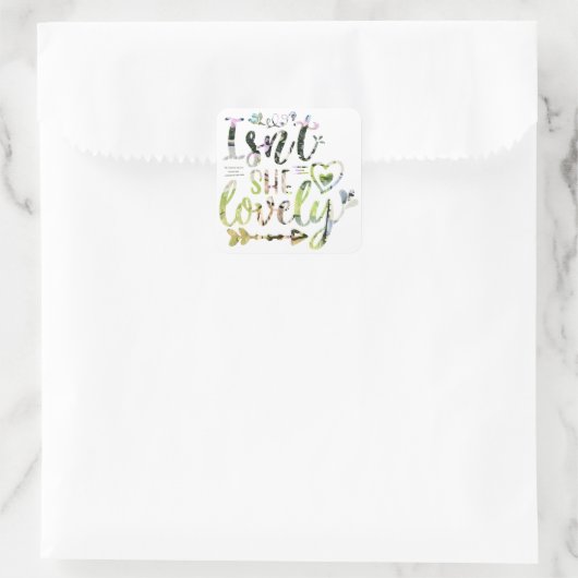 ze is mooi vierkante sticker (Tas)