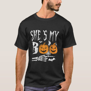 Ze is My Boo Skeleton Hand Pumpkin Halloween Match T-shirt