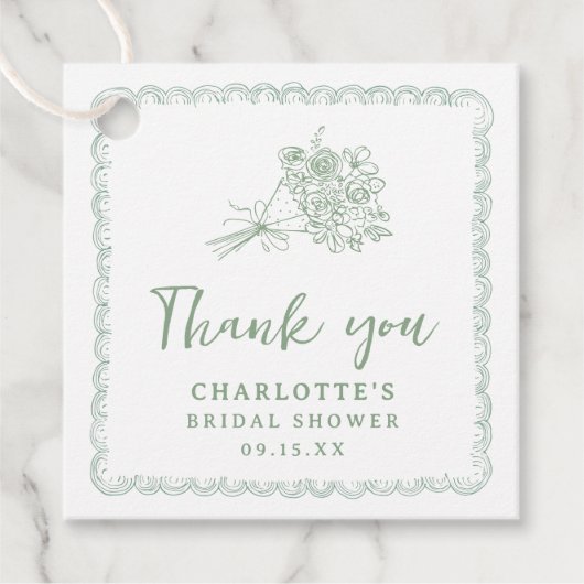 Ze is net af van de markt Boerenbruiloft Shower Bedankjes Labels (Voorkant)